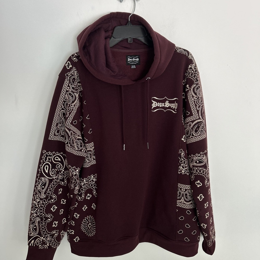 Dogg Supply By Snoop Dogg Men's XL/EG Long Sleeve BandannaBurgundy‎ Hoodie